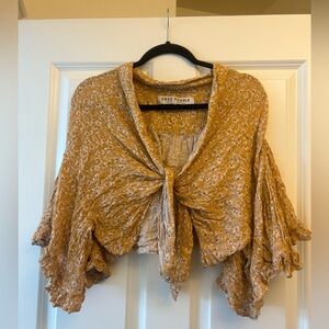 Free people yellow tie front crop top